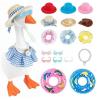 Desk Goose Outfits 7In,Mini Desktop Goose Outfits Summer Clothes,with Cute Hat Necklace Dresses Swimrings Cool Headphones and Sunglasses,Cute Funny GooseClothes for Magnetic Geese Desk Table Decor view 1