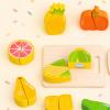 MotiveTech Wooden Fruit Cutting Set Colorful Printed Details Sliceable Play KitchenSet Fine Motor Skills Wooden Cutting Toy for Children view 2