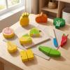 MotiveTech Wooden Fruit Cutting Set Colorful Printed Details Sliceable Play KitchenSet Fine Motor Skills Wooden Cutting Toy for Children view 3