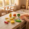 MotiveTech Wooden Fruit Cutting Set Colorful Printed Details Sliceable Play KitchenSet Fine Motor Skills Wooden Cutting Toy for Children view 4