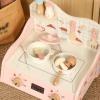 MotiveTech Pretend Cooking Set Pretend Kitchen Cooktop Materials Hanging Hooks Wooden Kitchen Cooktop Toy view 2