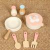 MotiveTech Pretend Cooking Set Pretend Kitchen Cooktop Materials Hanging Hooks Wooden Kitchen Cooktop Toy view 3