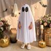 Lamuusaa Little Girl Halloween Costumes White Ghost Face Cloak Cosplay Outfit 1-9T (White, 1-3T) view 2