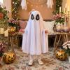 Lamuusaa Little Girl Halloween Costumes White Ghost Face Cloak Cosplay Outfit 1-9T (White, 1-3T) view 3
