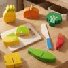 predolo Wooden Fruit Cutting Set Rounded Shapes Sliceable Play KitchenSet Colorful Printed Details Wooden Cutting Toy for Children view 4