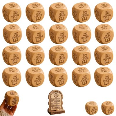 Wooden Reading Decision Dice, 6-Sided Engraved Wood Choice Maker Book Lovers Gifts Bookish Bookworm Book Club Fun Novelty Reading Dice Gift Teachers Librarians Bedtime Bookshelf Corner Decor