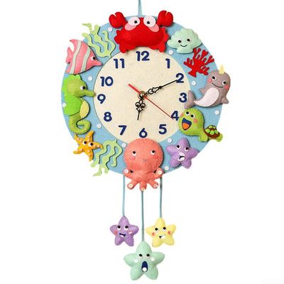 XNManaWork DIY Wall Clock Kit With Clock Mechanism, Felt Craft Set For And Adults, Non-Woven Fabric For Educational Activity, Assembly Decor(oceans)