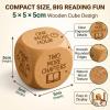 Wooden Reading Decision Dice, 6-Sided Engraved Wood Choice Maker Book Lovers Gifts Bookish Bookworm Book Club Fun Novelty Reading Dice Gift Teachers Librarians Bedtime Bookshelf Corner Decor view 4