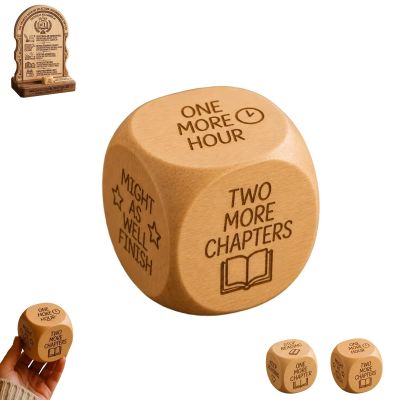 Wooden Reading Decision Dice, 6-Sided Engraved Wood Choice Maker Book Lovers Gifts Bookish Bookworm Book Club Fun Novelty Reading Dice Gift Teachers Librarians Bedtime Bookshelf Corner Decor