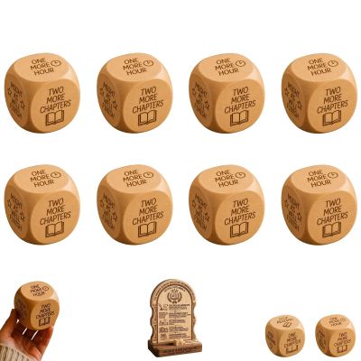 Wooden Reading Decision Dice, 6-Sided Engraved Wood Choice Maker Book Lovers Gifts Bookish Bookworm Book Club Fun Novelty Reading Dice Gift Teachers Librarians Bedtime Bookshelf Corner Decor