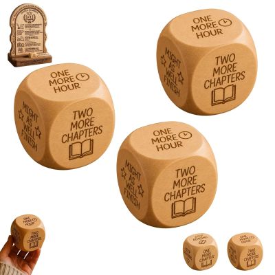 Wooden Reading Decision Dice, 6-Sided Engraved Wood Choice Maker Book Lovers Gifts Bookish Bookworm Book Club Fun Novelty Reading Dice Gift Teachers Librarians Bedtime Bookshelf Corner Decor