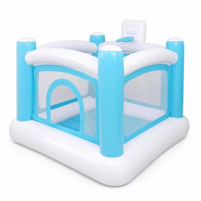 CAQYPVH Children Play Equipment Indoor Bouncy House Blue and White Arched Entrance Inflatable Bouncy House for Home