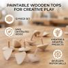 Hamwesh Wooden Spinning Top, Unfinished Paintable Wood Gyro Toy for Handicraft Birthday Party Gift Family Game, Educational Kindergarten Toys with Smooth Rounded Edges (12 Pieces) view 3