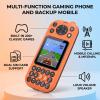 VELATEMOR 2 in 1 Game Console Phone with Classic Games, Dual SIM 2G Unlocked Mobile Phone for Seniors, High Volume Speaker, MP3 MP4 Camera Bluetooth, for Travel Work (Orange) view 3