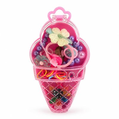 Kidsop Girls' Accessories Set in Ice Cream Case, Kit with Bracelets, Garters and Children's Jewellery Assorted