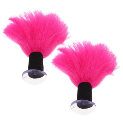 OUNONA 2pcs Fluffy Hair Tuft for Motorcycle Helmet, Neon Pigtail Charm, Cosplay Fluffy Hair Braid Accessories for Holiday and Festival (Rosy)