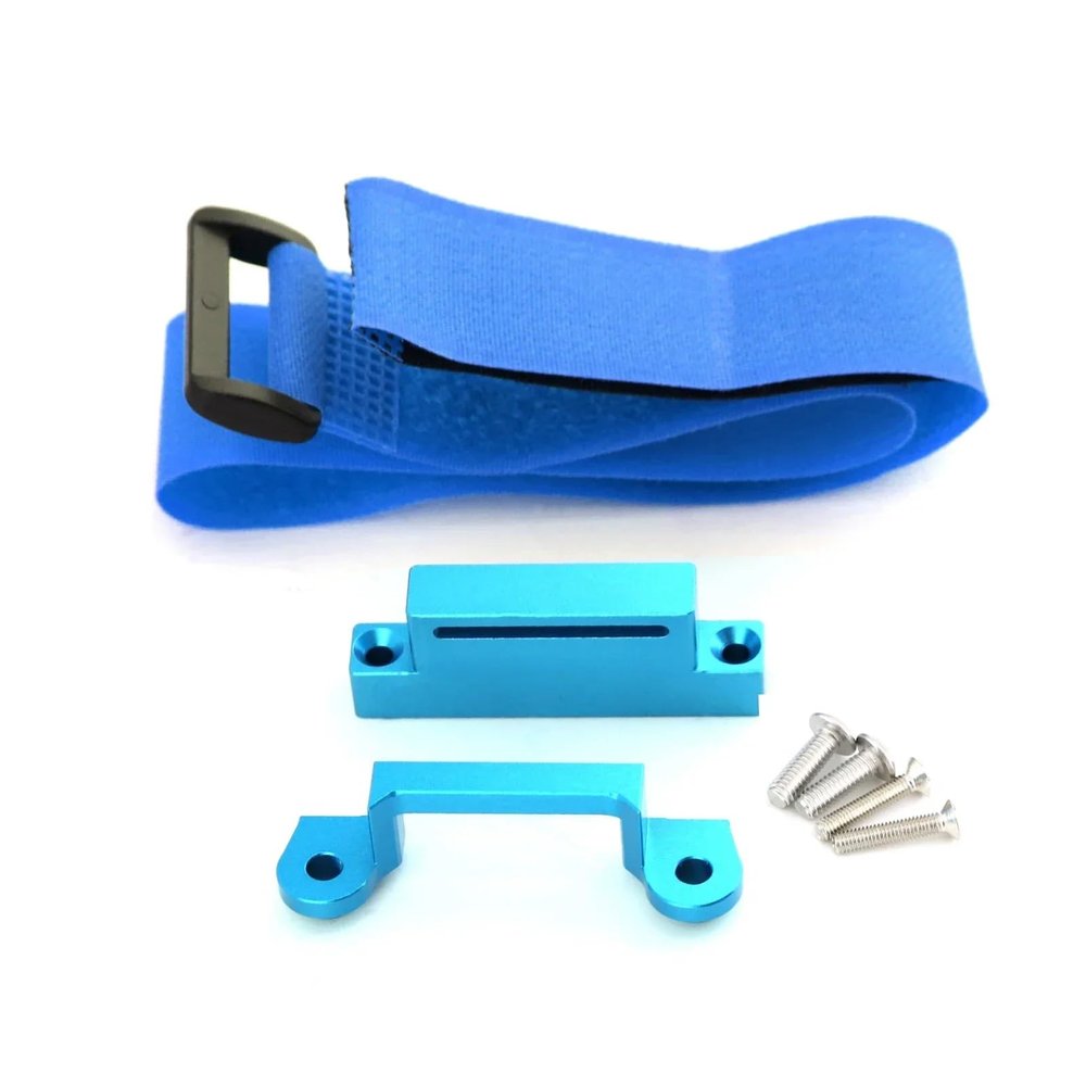 RC Cars Models Parts for Traxxas for Slash 2WD for VXL Drag for Slash 1/10 Metal Low CG Chassis Tall Holder Mount Hold Down with Strap Upgrade Parts(Blue)