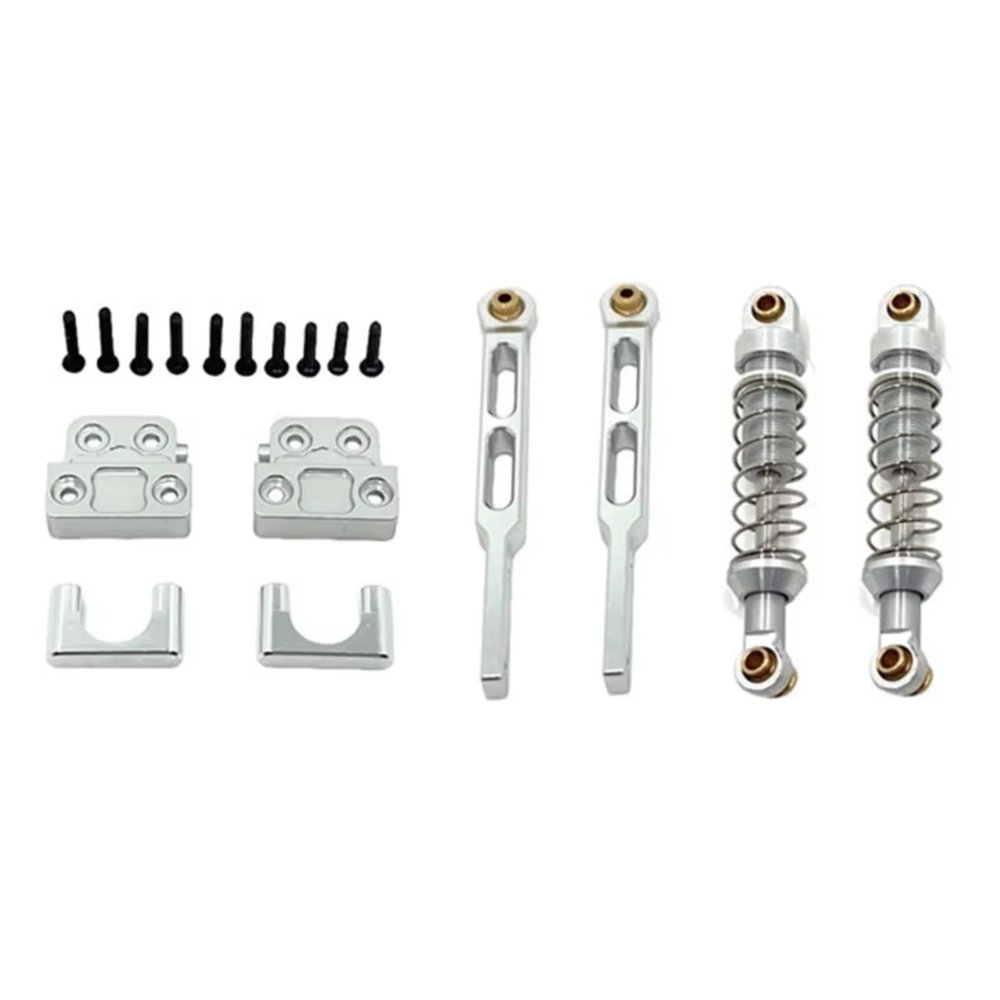 RC Spare Part Compatible with MN82 LC79 MN82S MN82T 1/12 RC Car Upgrade Parts Accessories Metal Rear Axle Link Rod and Shock Absorber Set(Silver)