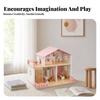 KiBcsLic Wooden Dollhouse Slatted Side Panel Pretend Play House Realistic Details Wood Doll House view 3
