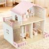 Gralara Wooden Dollhouse Rosy Rooftop Pretend Play House Miniature Furniture Children's Play Home view 2
