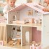 Gralara Wooden Dollhouse Rosy Rooftop Pretend Play House Miniature Furniture Children's Play Home view 4