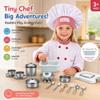 16Pcs Stainless Steel Pots & Pans Playset,Premium Mini Play Kitchen Accessories & Cooking Utensils with Storage Box,Easy Storage & Portability view 3