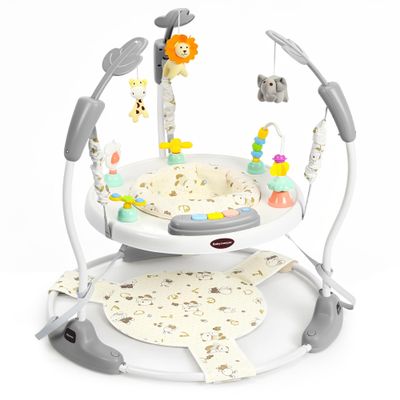 TODECARE 3-in-1 Baby Jumper Activity Center with Music, Lights, Gray