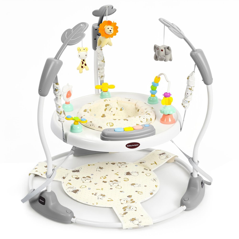 TODECARE 3-in-1 Baby Jumper Activity Center with Music, Lights, Gray