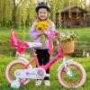 Ecarpat Girls Bike 12 Inch for 2-4 Years Old, Kids' Bicycle with Removable Training Wheels, Streamers, Basket and Doll Seat, Coaster Brake Children's Bicycle Birthday Gift for Boys Girls view 2