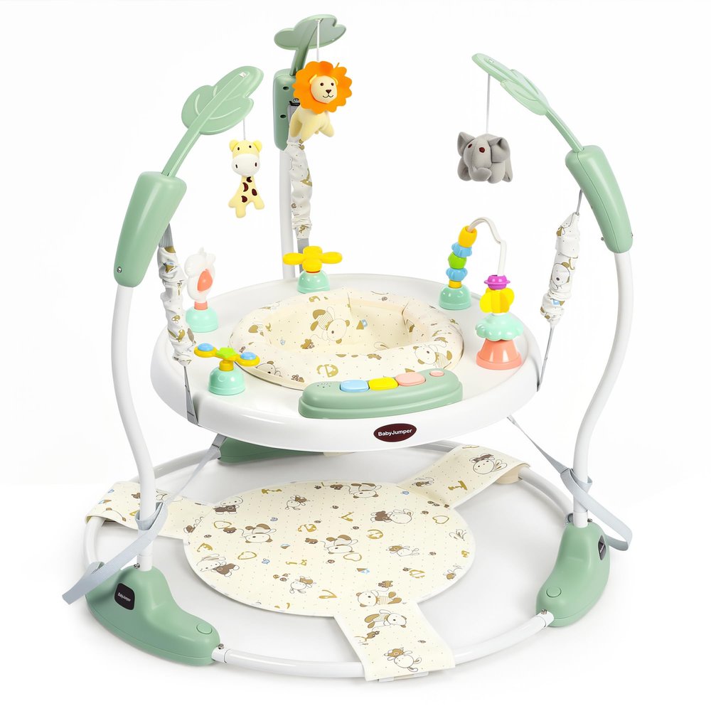 TODECARE 3-in-1 Baby Jumper Activity Center with Music, Lights, Green