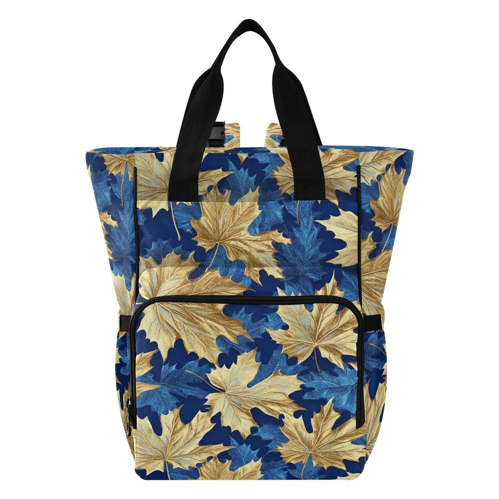 Amooorous Baby Diaper Bag Baby Girl Boy Diaper Bag for Dad Mom Blue and Gold Vintage Maple Leaf