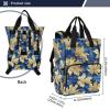Amooorous Baby Diaper Bag Baby Girl Boy Diaper Bag for Dad Mom Blue and Gold Vintage Maple Leaf view 3