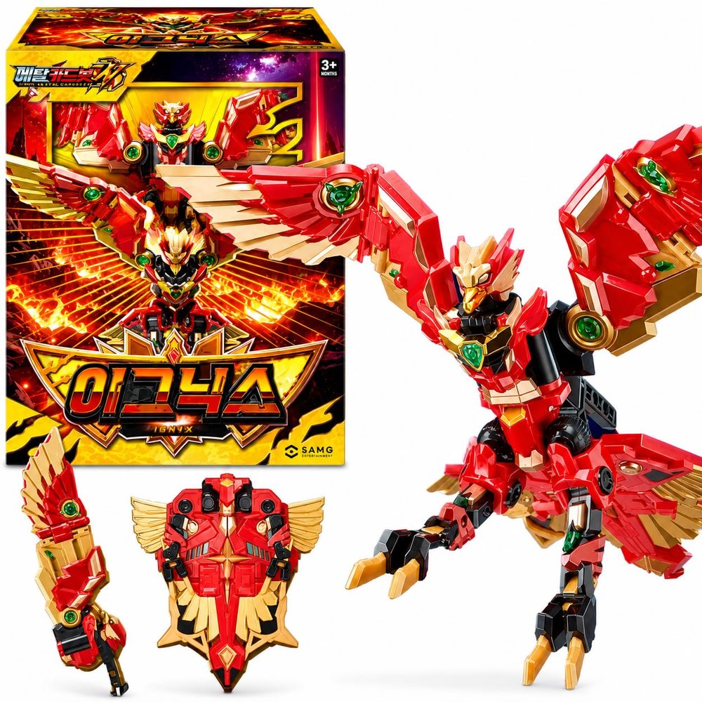 RaoNEE Metal Cardbot W IGNIX Red Phoenix Transforming Robot