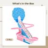 Kids Slide Roller Coaster Toy, Automatic Rotation with Music, 3 Animal Figures Included, Toddler Climbing Slide for Interactive Play, Available in Pink & White or Blue & Yellow view 2