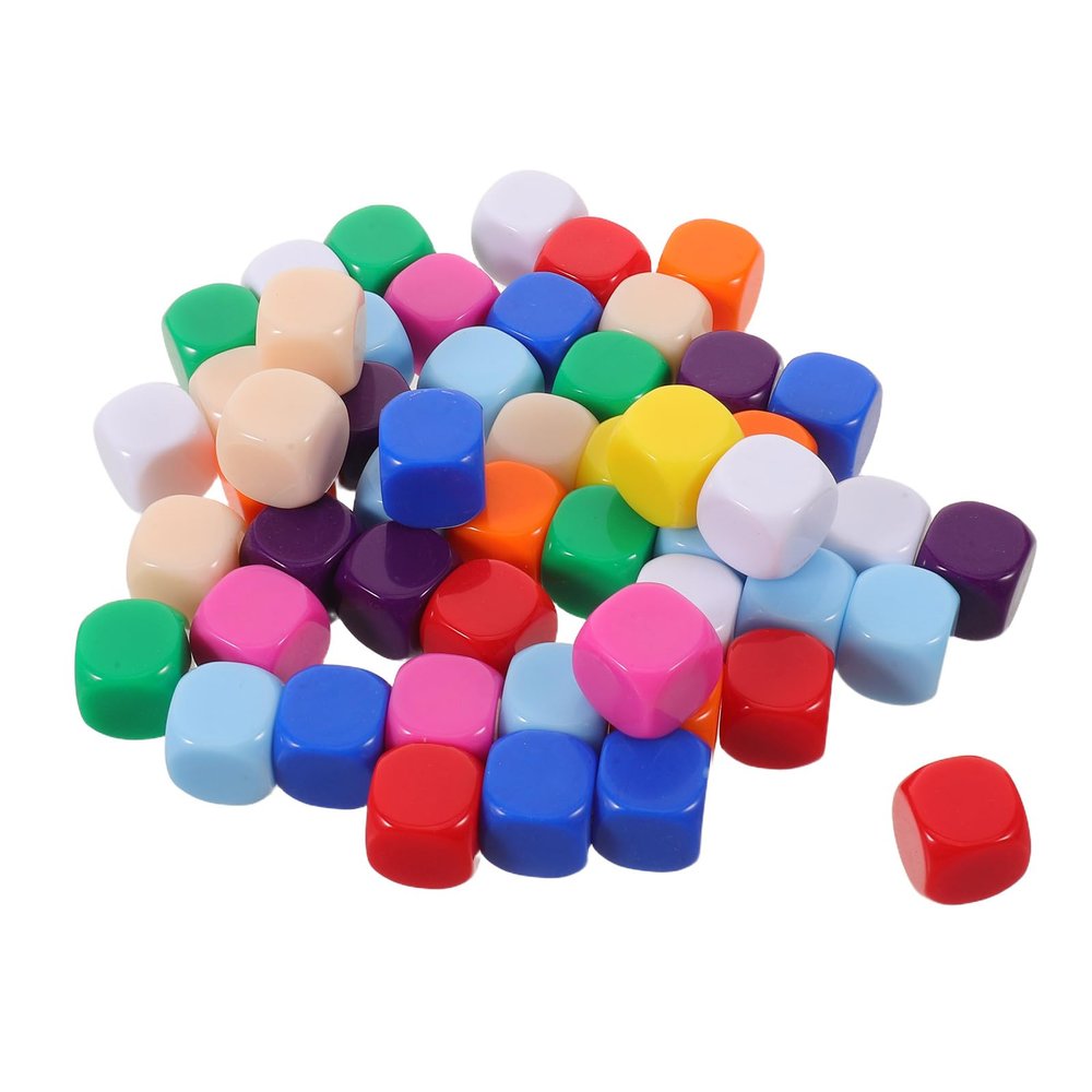 ibasenice 100pcs 16mm Blank Dice - 16mm/0.6'' Acrylic 6-Sided DIY Dice Cubes for Educational Math Teaching, and Party Favors - Board Game Replacement Pieces