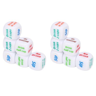 Mtlavishness English Wine Order Dice 12PCS Plastic Dice Set for Party Games Lightweight and Durable Dice Props for Bar Home Birthday and Private Parties Easy to Read English