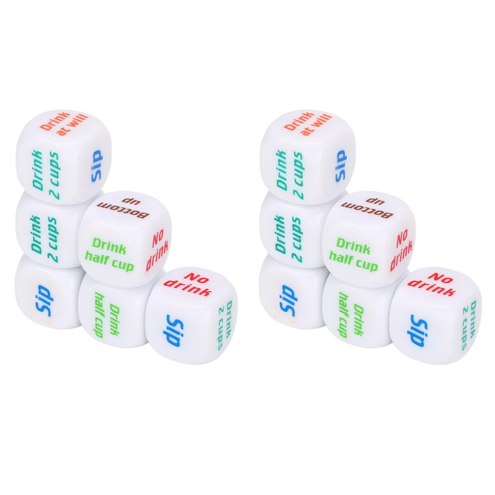 Mtlavishness English Wine Order Dice 12PCS Plastic Dice Set for Party Games Lightweight and Durable Dice Props for Bar Home Birthday and Private Parties Easy to Read English