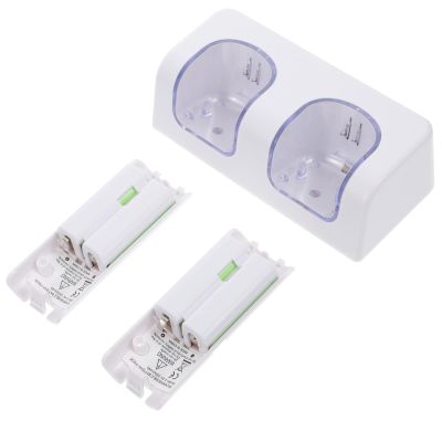 White Dual Charging Dock with 2 Batteries for Game Remotes