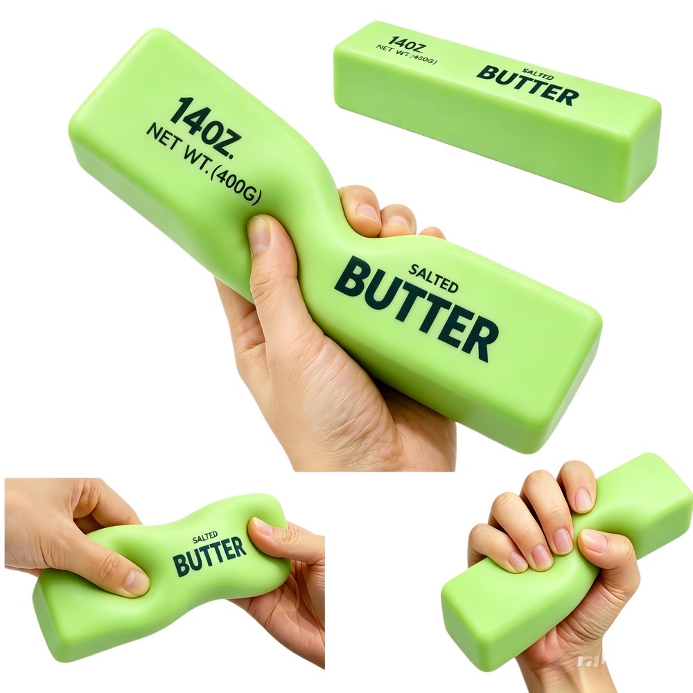 Big Butter Squishy Stick 8.5 Inch,Green Slow Rising Stress Relief Squeeze Toy for Adults, Jumbo Stress Relief Squishies, Two-Hand Sensory Fidget Toy for Anxiety Relief Large