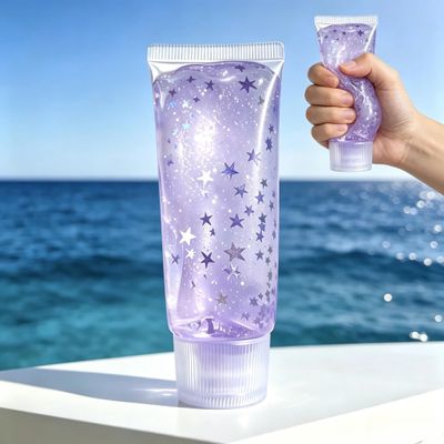 Clear Jam Bottle Squishy Toy, Cute Toothpaste Slow Rising Fidget Sensory Toys for Stress Anxiety Relief, Soft Desk Squeeze Toy Birthday Gifts for Adults (Star Purple)