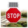 Kiboom Solar LED Flashing Stop Sign, Aluminum Octagon Reflective Traffic Warning Sign,IP65 Waterproof, 500 M Night Visibility, Engineer Grade Reflective Film, for School & Driveway(30in) view 1