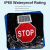 Kiboom Solar LED Flashing Stop Sign, Aluminum Octagon Reflective Traffic Warning Sign,IP65 Waterproof, 500 M Night Visibility, Engineer Grade Reflective Film, for School & Driveway(30in) view 4
