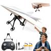 RC Paper Airplane Kit with Gyro Stabilizer,DIY Electric Remote Control RC Plane with Dual Propellers,Paper Airplane Motor Kit,Foldable Flying Planes Micro Fixed Wing Drone Support Mirrorless Camera view 1