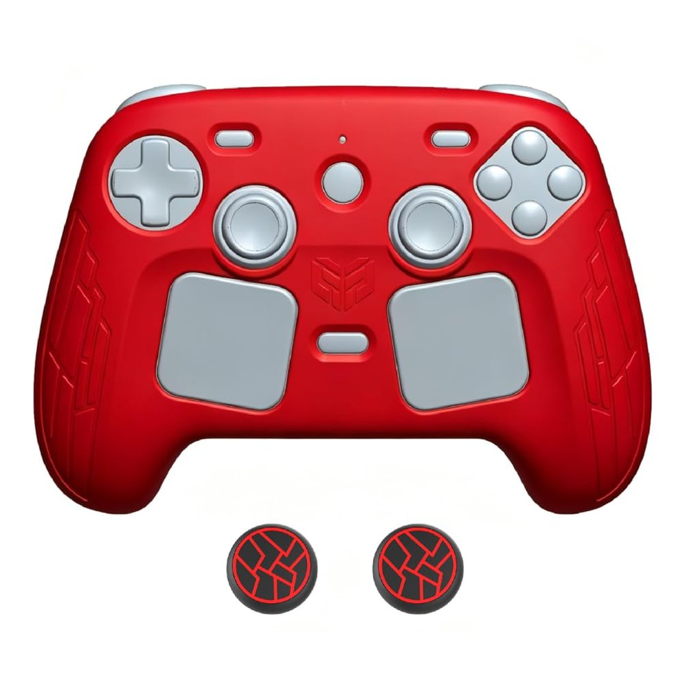 Silicone Case for Steam Controller 2,Anti-Slip Skin with Thumb Grip Caps (red)