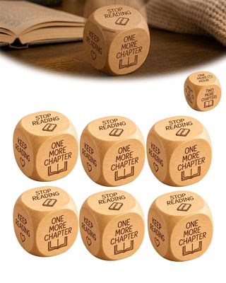 JMDDRMW Wooden Reading Decision Dice 6-Sided Wood Reading Decision Dice for Book Lovers One More Chapter KeepReading Stop Readings Funny Book Lovers Gift for Home Office Fathers Day(6psc)