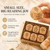 AIANR Wooden Reading Decision Dice, Handmade 6-Sided Fun Wood Dice with Engraved Book Lovers, Bookish Desk Decor Classroom, Funny Bookish Gifts for Women Men Readers Teachers Librarians(4pcs) view 3
