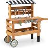Kids Wooden Tool Bench - 2-in-1 Rolling Cart with Play Tools, Canopy & Wheels - Toddler Construction Role Play Set for Boys & Girls Ages 3+ view 1