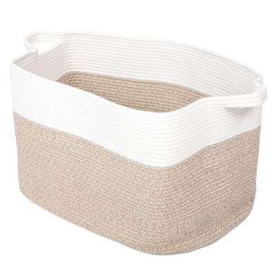 JHKNNK Large Capacity Cotton Rope Woven Storage Basket with Handles Collapsible Storage Organizer for Living Room and Nursery Sturdy for Blankets and Books
