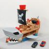 HAOAONANSHAN Pirate Ship Toy Car Playset for Kids, Shark Pirate Boat Vehicle Set with 2 Mini Cars, Adventure Toy Gift for Boys and Girls Ages 3+ (Grey) view 1