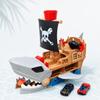 HAOAONANSHAN Pirate Ship Toy Car Playset for Kids, Shark Pirate Boat Vehicle Set with 2 Mini Cars, Adventure Toy Gift for Boys and Girls Ages 3+ (Grey) view 3